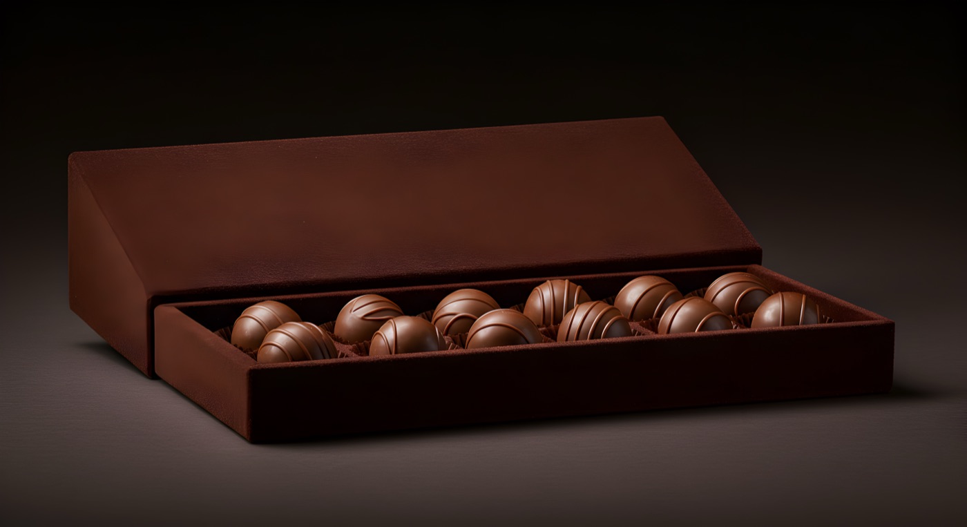 Trillionaire Treats truffle box Assorted chocolate truffles in an open gift box